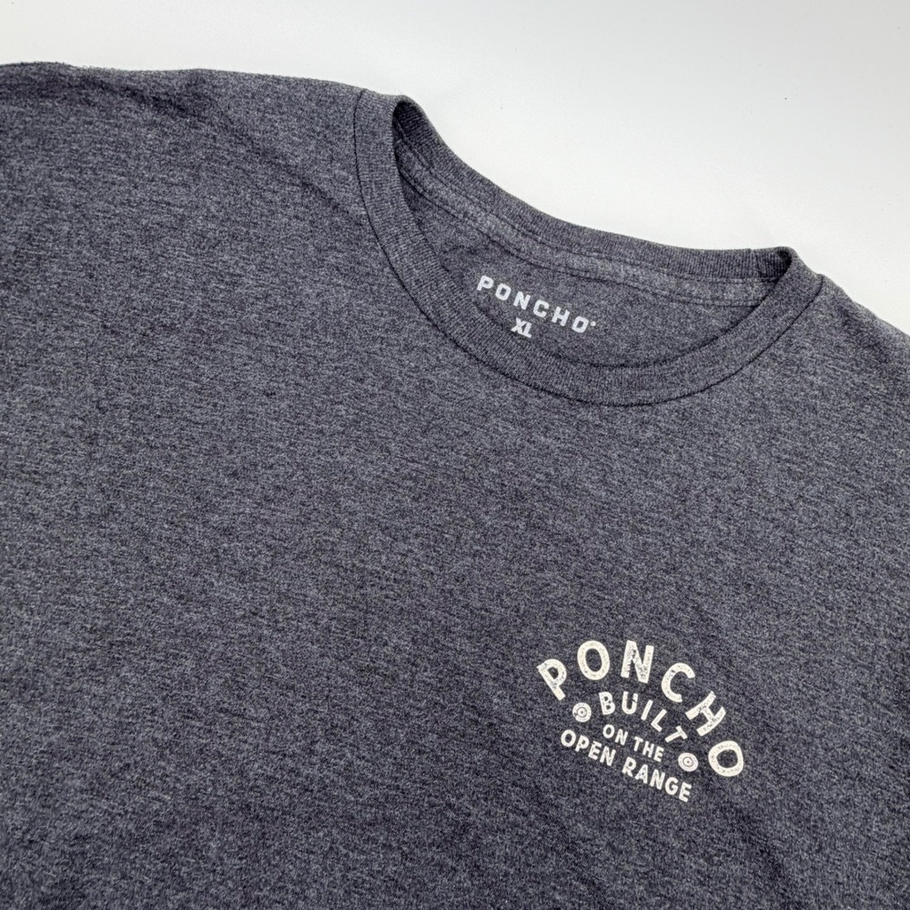 Poncho Graphic T-Shirt Built On Open Range XL Charcoal Cotton Blend Mens Tee